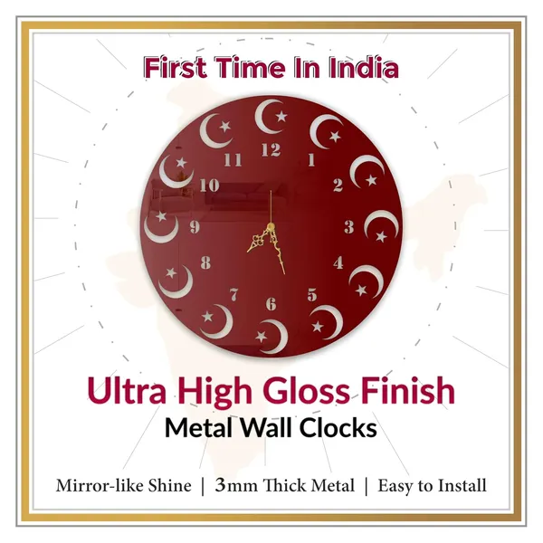 Wine_Red_Lunar_Star_Wall_Clock_Ultra_High_Gloss_Metal_Built_Silent_Non_Ticking_Modern_Wall_Decor_Living_Room_Bedroom_Office