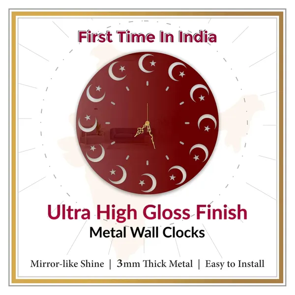 Wine_Red_Celestial_Crescent_Wall_Clock_Ultra_High_Gloss_Metal_Built_Silent_Non_Ticking_Modern_Wall_Decor_Living_Room_Bedroom_Office