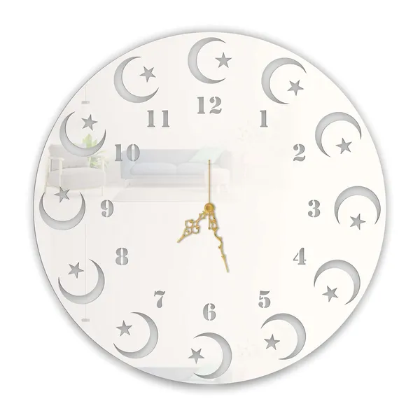 White_Lunar_Star_Wall_Clock_Ultra_High_Gloss_Metal_Built_Silent_Non_Ticking_Modern_Wall_Decor_Living_Room_Bedroom_Office