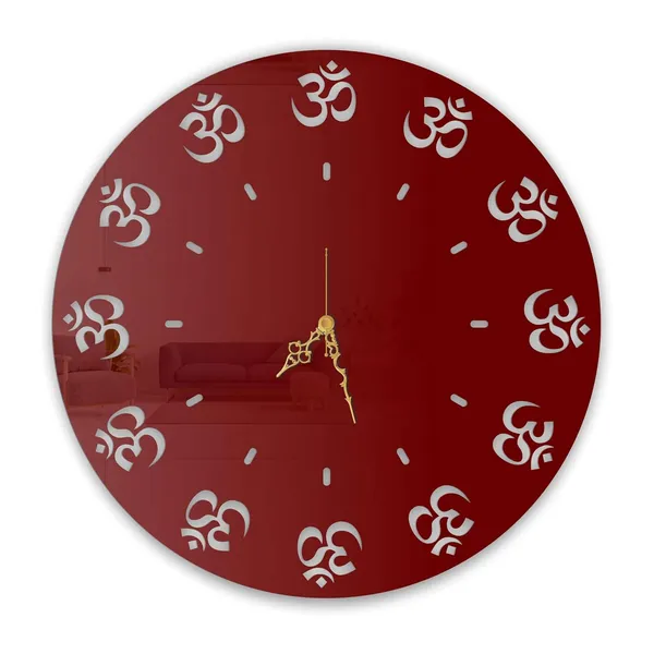 Wine_Red_Sacred_Om_Minimal_Wall_Clock_Ultra_High_Gloss_Metal_Built_Silent_Non_Ticking_Modern_Wall_Decor_Living_Room_Bedroom_Pooja_Room