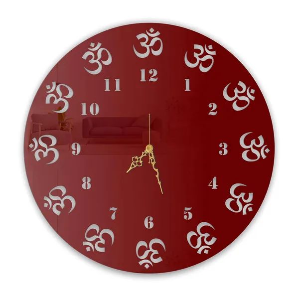 Wine_Red_Divine_Om_Aura_Wall_Clock_Ultra_High_Gloss_Metal_Built_Silent_Non_Ticking_Modern_Wall_Decor_Living_Room_Bedroom_Pooja_Room