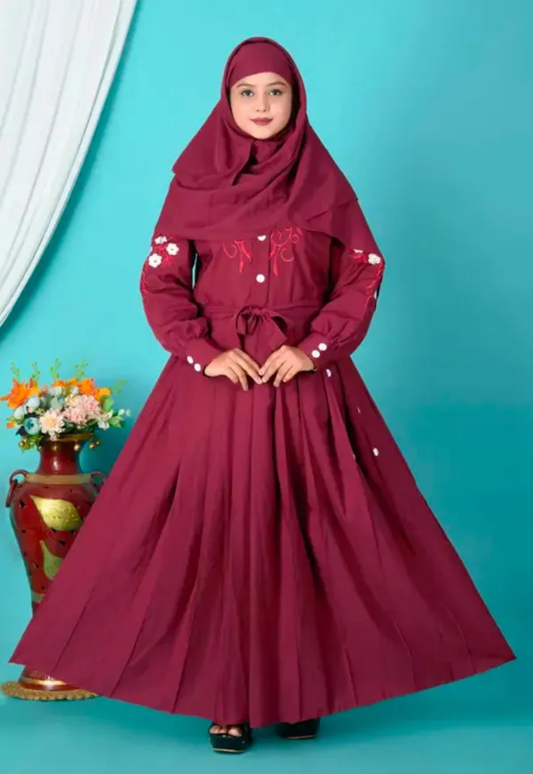 Maroon_Embroidery_Abaya_Burqua_With_Free_Nosepiece_Belt_And_Dupatta_70_30_For_Women