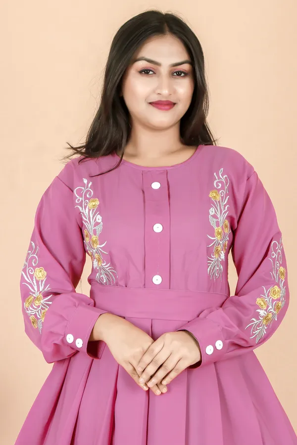 Pink_Onion_Embroidered_Plating_Abaya_Full_Set_With_Dupatta_Nosepiece_And_Belt_Free_For_Women