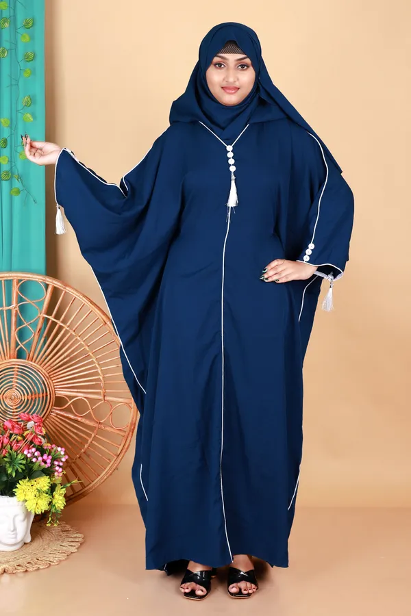 Teal_Morpeach_Kaftan_Abaya_Full_Set_With_Free_Dupatta_And_Embroidery_Nose_Piece_Kafta_Burqua_For_Women