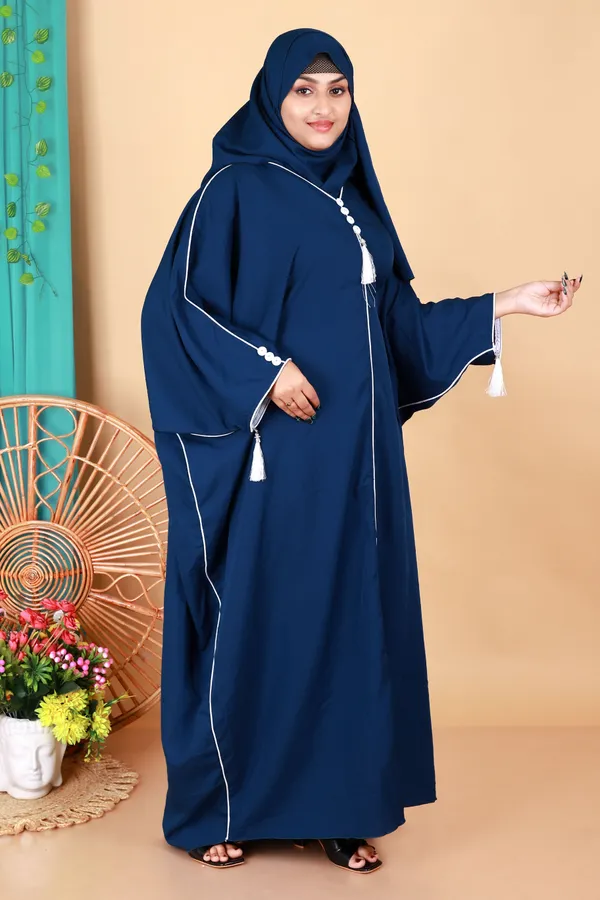 Teal_Morpeach_Kaftan_Abaya_Full_Set_With_Free_Dupatta_And_Embroidery_Nose_Piece_Kafta_Burqua_For_Women