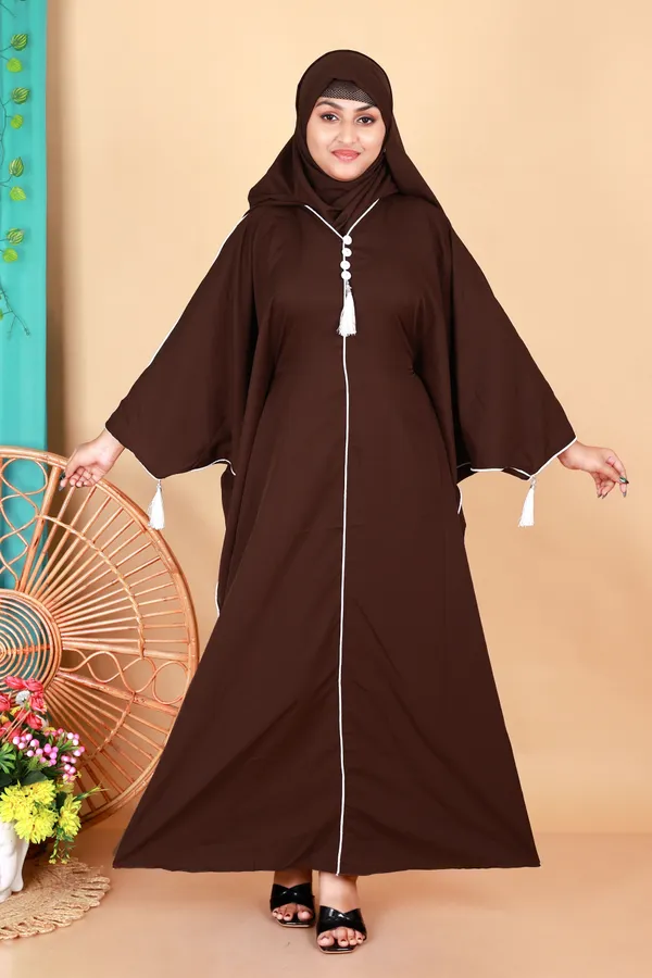 Brown_Cofy_Kaftan_Abaya_Full_Set_With_Free_Dupatta_And_Embroidery_Nose_Piece_Kafta_Burqua_For_Women