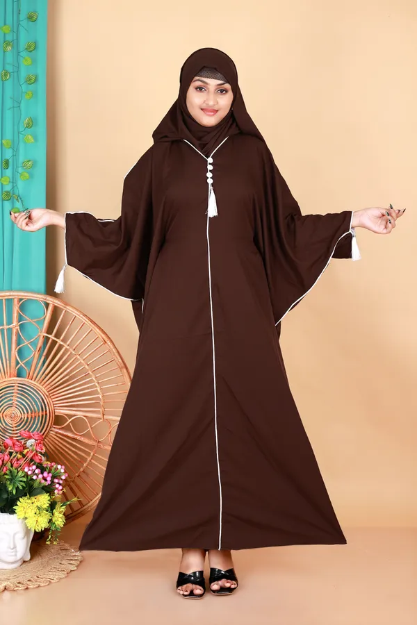 Brown_Cofy_Kaftan_Abaya_Full_Set_With_Free_Dupatta_And_Embroidery_Nose_Piece_Kafta_Burqua_For_Women