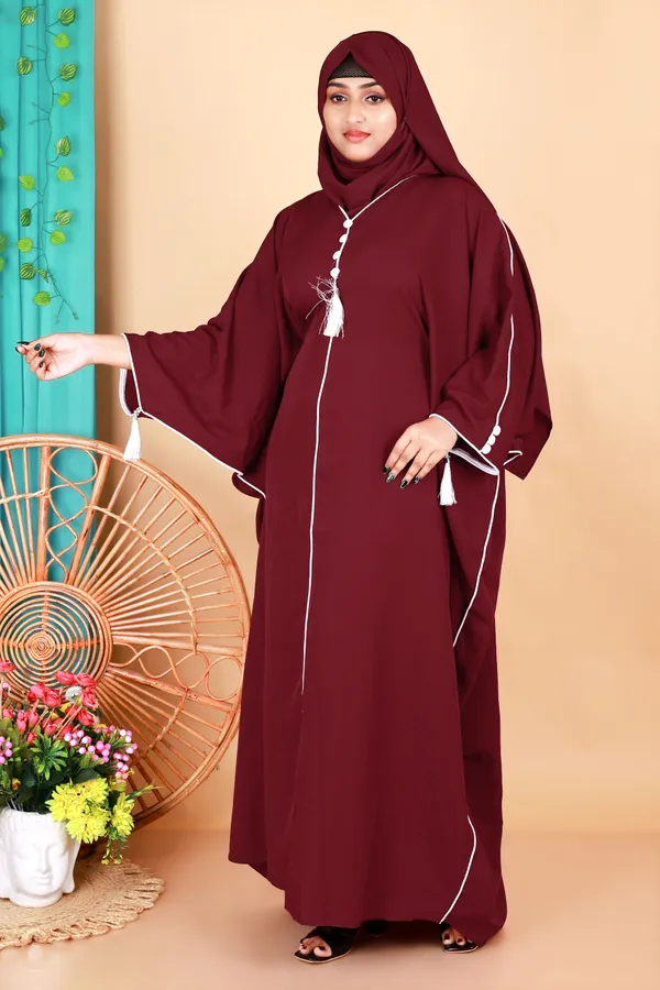 Maroon_Kaftan_Abaya_Full_Set_With_Free_Dupatta_And_Embroidery_Nose_Piece_Kafta_Burqua_For_Women