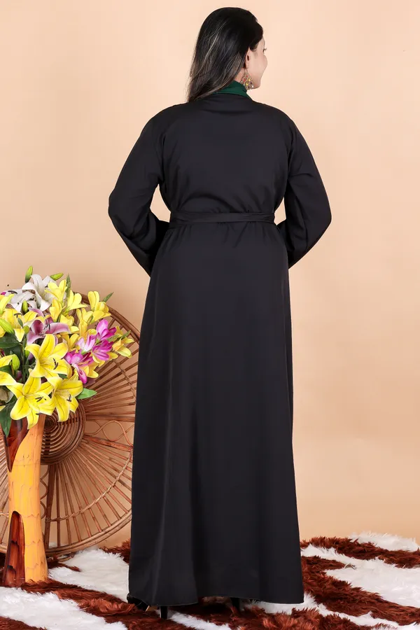 Black_Green_Buttoned_Abaya_Styles_Dress_Full_Set_With_Free_Dupatta_Nosepeice_And_Belt_For_Women