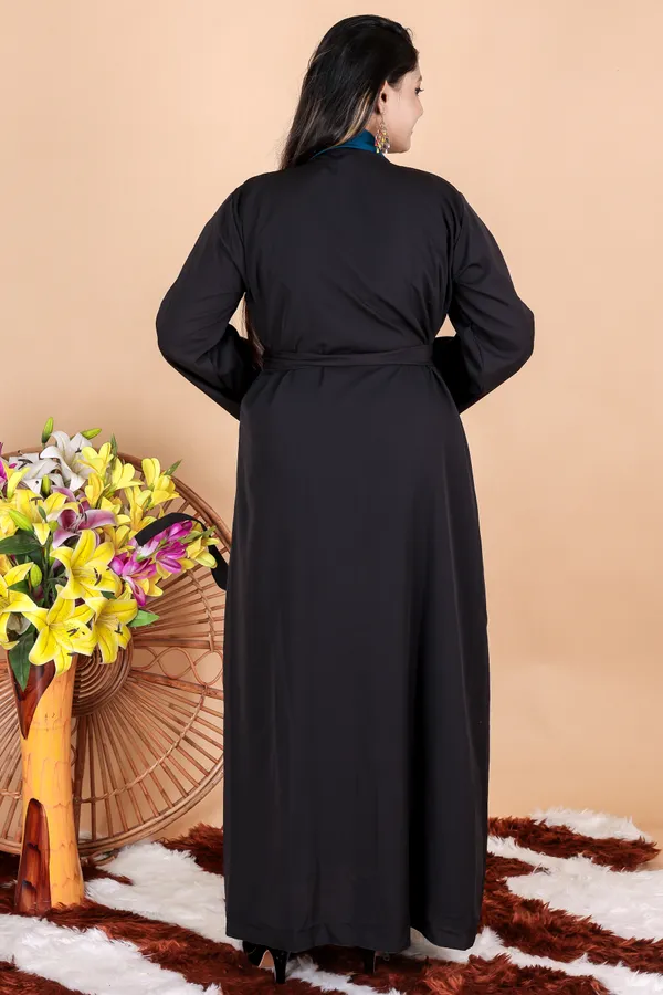 Black_Teal_Morpeach_Buttoned_Abaya_Styles_Dress_Full_Set_With_Free_Dupatta_Nosepeice_And_Belt_For_Women