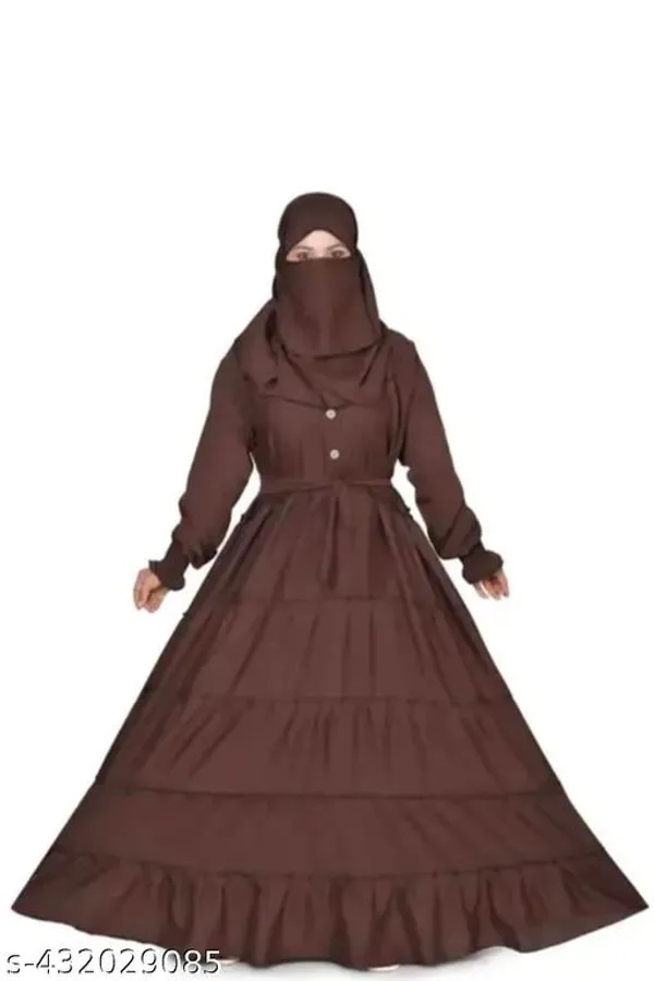 Brown_Coffee_Color_Abaya_Full_Set_With_Hijab_Nakab_Belt_For_Women