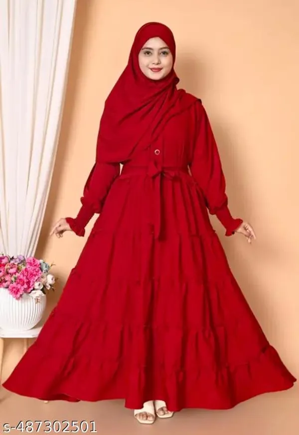 Red_Burqua_With_Hijab_Nosepices_And_Belt_Full_Set_For_Women