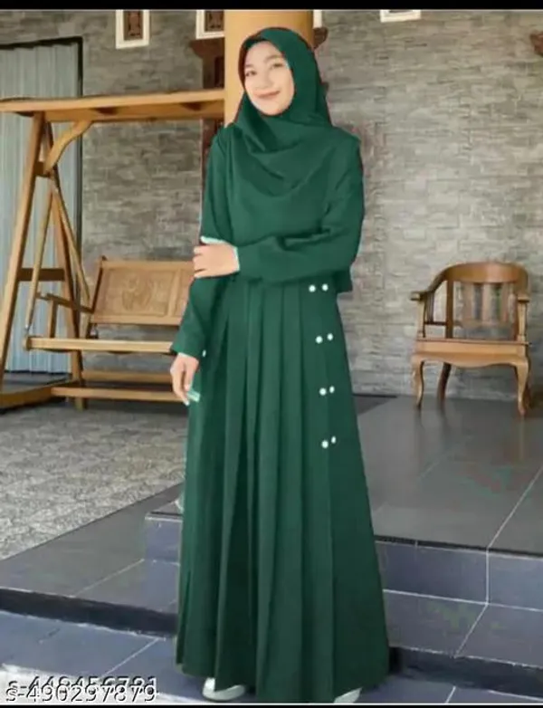 Green_Color_Turkish_Style_Plating_Burqua_Abaya_With_Hijab_Nakab_Nosepeice_Include_Belt_For_Women