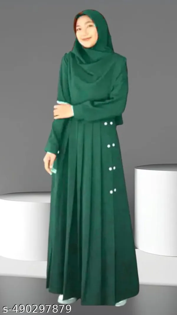 Green_Color_Turkish_Style_Plating_Burqua_Abaya_With_Hijab_Nakab_Nosepeice_Include_Belt_For_Women