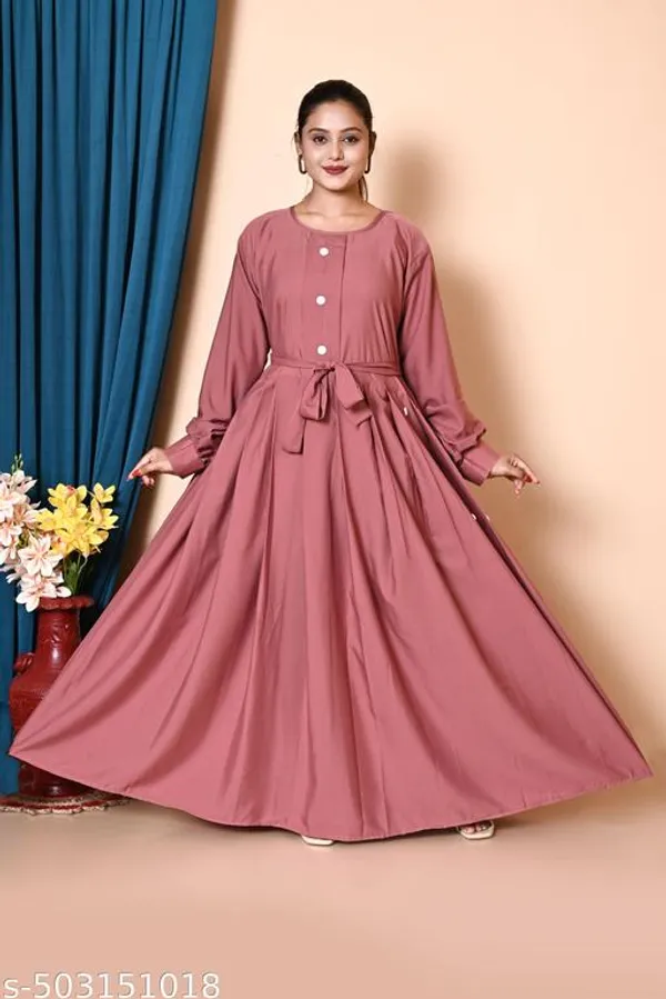 Peach_Colour_Turkish_Style_Plating_Burqua_Abaya_With_Dupatta_Nosepiece_And_Belt_Full_Set_For_Women