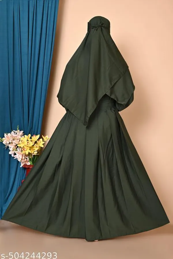 Green_Mahendi_Turkish_Style_Plating_Burqua_Abaya_With_Hijab_Nosepeice_And_Belt_For_Women
