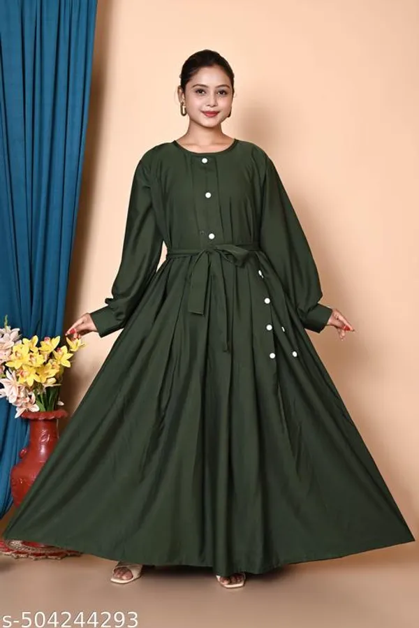 Green_Mahendi_Turkish_Style_Plating_Burqua_Abaya_With_Hijab_Nosepeice_And_Belt_For_Women