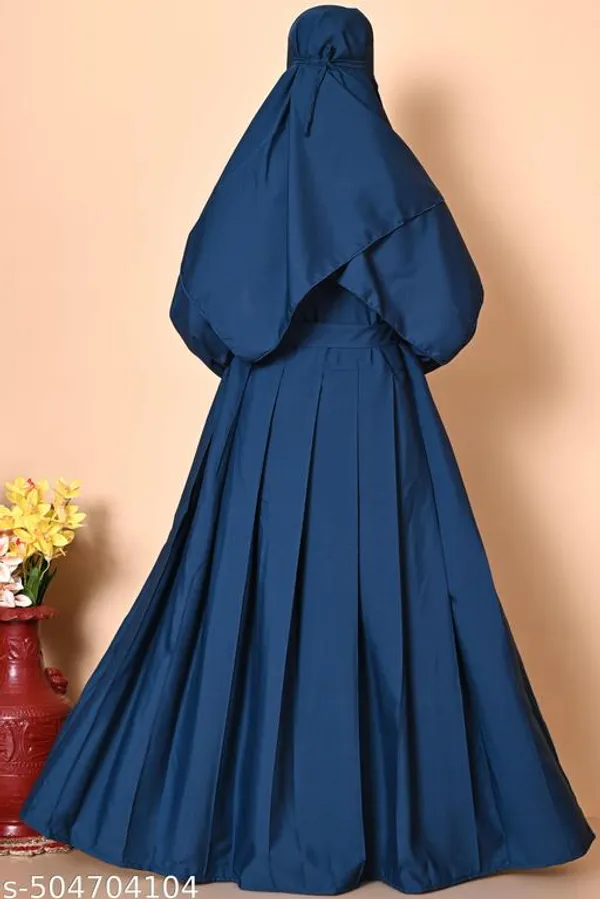 Teal_Morpeach_Turkish_Style_Plating_Burqua_Abaya_With_Dupatta_Nosepeice_And_Belt_For_Women
