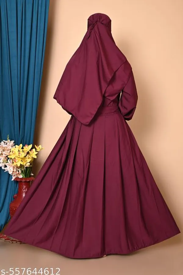Maroon_Queen_Plating_Burqua_Abaya_With_Hijab_Nakab_Nosepeice_Include_Belt_For_Women