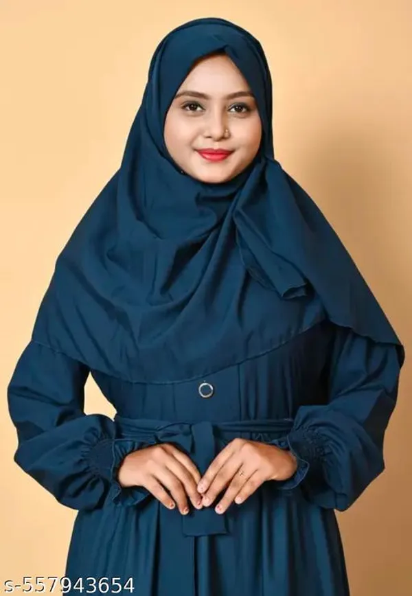 Blue_Teal_Colors_5_Frills_Burqua_Abaya_With_Hijab_Embroidery_Nosepiece_Belt_For_Women