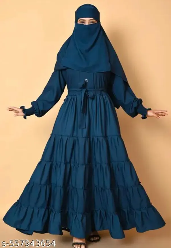 Blue_Teal_Colors_5_Frills_Burqua_Abaya_With_Hijab_Embroidery_Nosepiece_Belt_For_Women