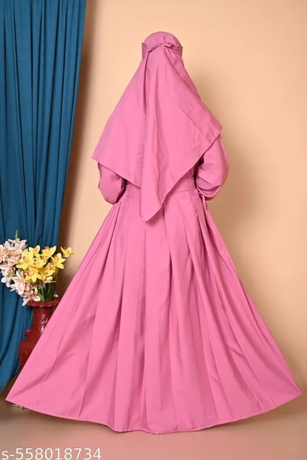 Pink_Colors_Dubai_Styles_Plating_Burqua_Abaya_With_Hijab_Nakab_Nosepeice_Include_Belt_For_Women