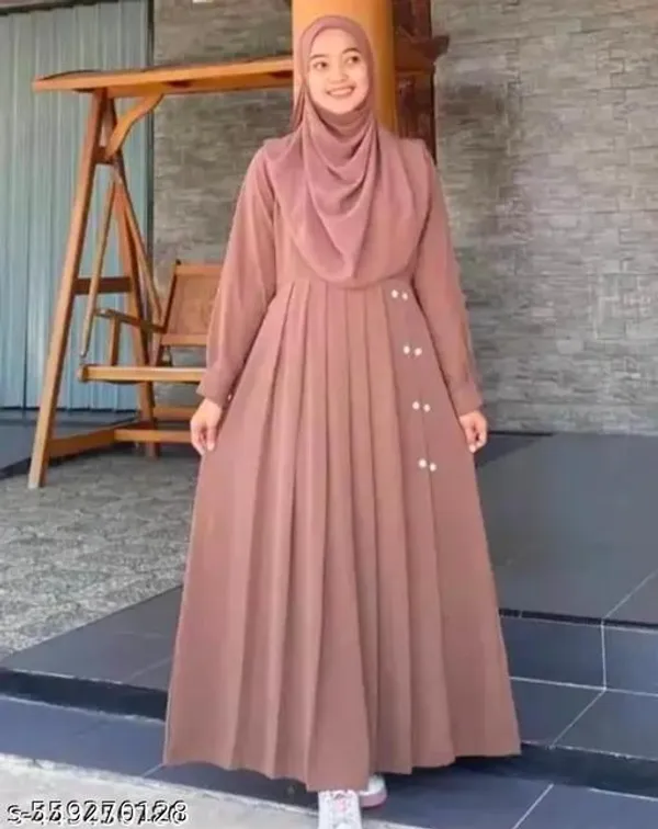 Peach_Colors_Dubai_Styles_Abaya_With_Dupatta_Nosepiece_And_Belt_Full_Set_For_Women