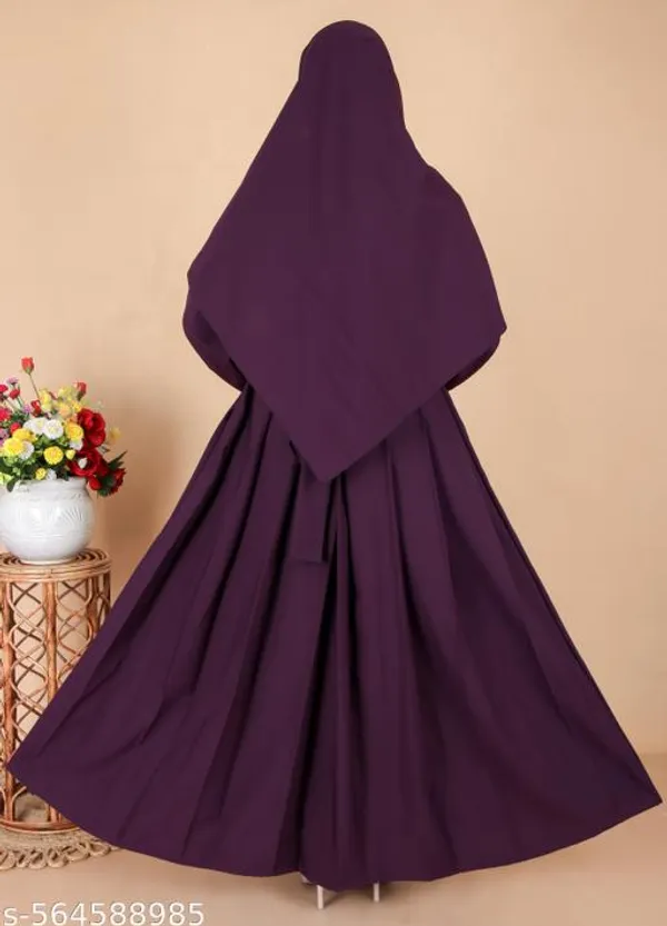 Purple_Modern_Pleated_Abaya_With_Gold_Floral_Embroidery_Dupatta_Nosepiece_And_Belt_Free_For_Women