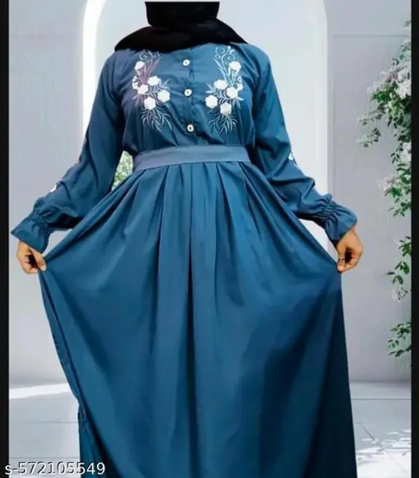 Teal_Embroidery_Plating_Burqua_With_Dupatta_Belt_And_Nosepiece_Free_For_Women