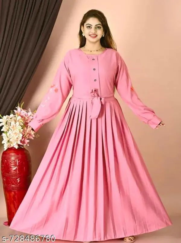 Pink_Peach_Embroidery_Abaya_Full_Set_With_Hijab_Nosepeice_And_Belt_For_Women