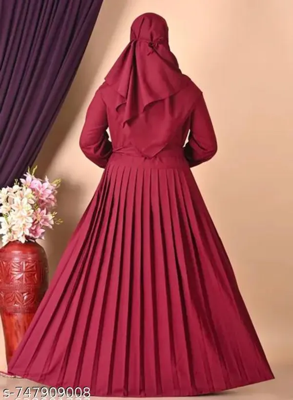 Maroon_Embroidery_Abaya_Full_Set_With_Free_Dupatta_Nosepiece_And_Belt_For_Women
