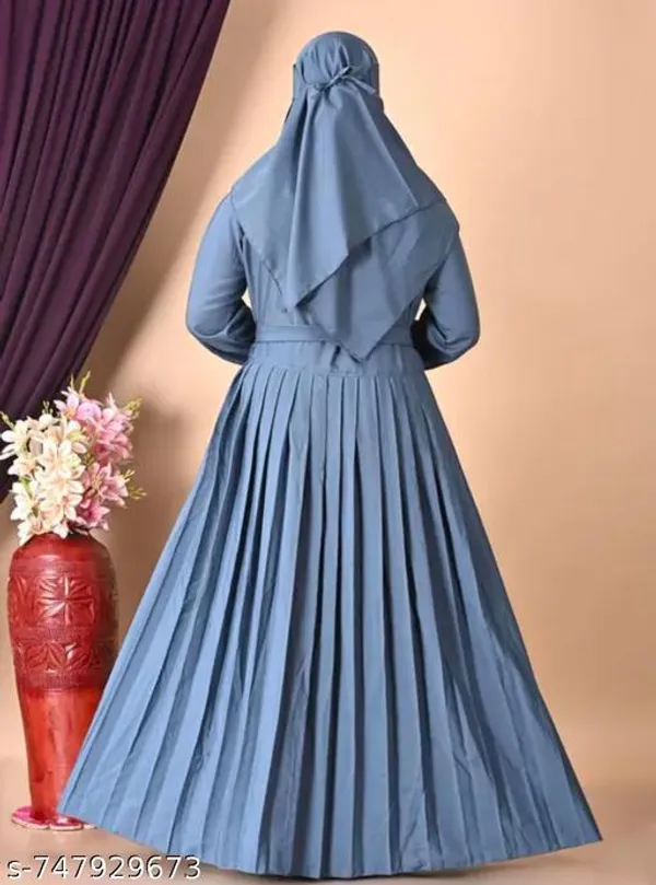 Blue_Grey_Color_Embroidery_Abaya_Full_Set_With_Free_Dupatta_Nosepiece_And_Belt_For_Women