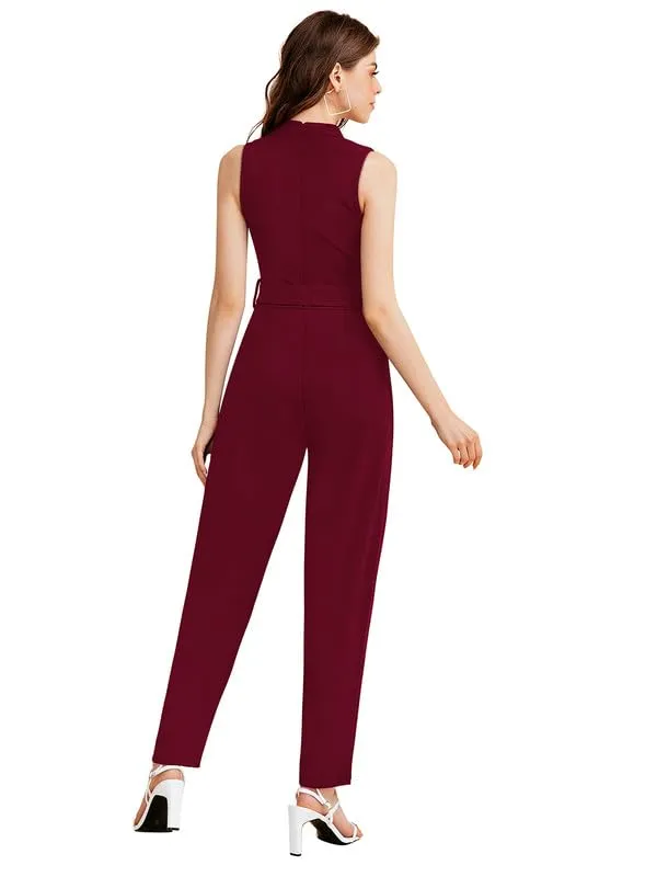 Maroon_Slim_Jumpsuit_Sleeveless_Co_Ord_Set_For_Women