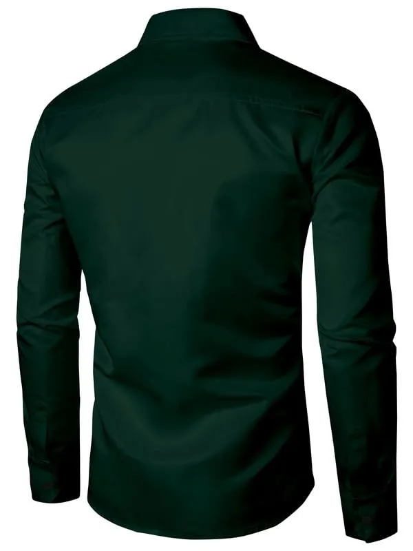 Green_Cotton_Blend_Regular_Fit_Classic_Long_Sleeve_Collared_Neck_Shirt_For_Men