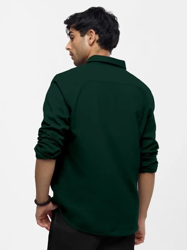 Green_Cotton_Blend_Regular_Fit_Classic_Long_Sleeve_Collared_Neck_Shirt_For_Men