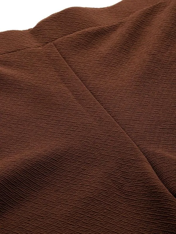 Brown_Polyester_Relaxed_Tunic_Long_Sleeve_Top_And_Pant_For_Women