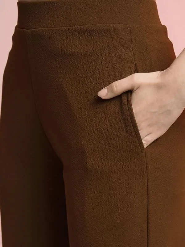 Brown_Polyester_Relaxed_Tunic_Long_Sleeve_Top_And_Pant_For_Women