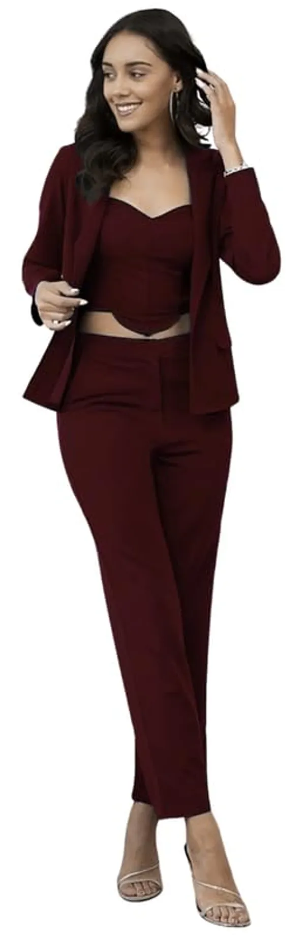 Brown_Polyester_Tunic_Full_Sleeve_Sweetheart_Neck_Top_For_Women