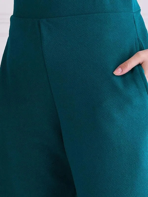 Teal_Blue_Polyester_Relaxed_Tunic_Long_Sleeve_Top_For_Women