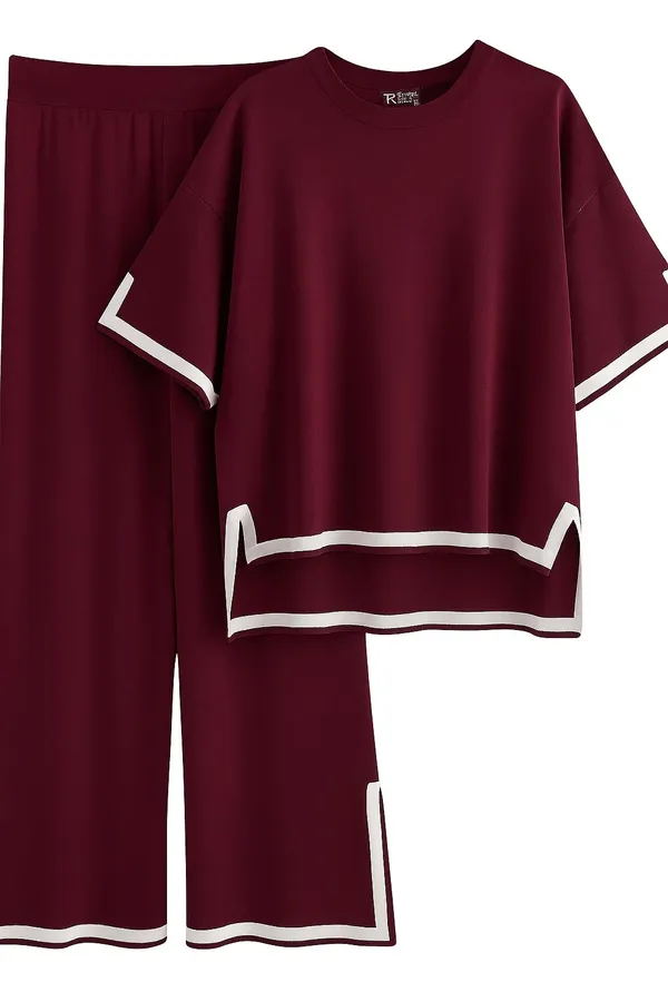 Wine_Polyester_Relaxed_Tunic_Long_Sleeve_Top_For_Women