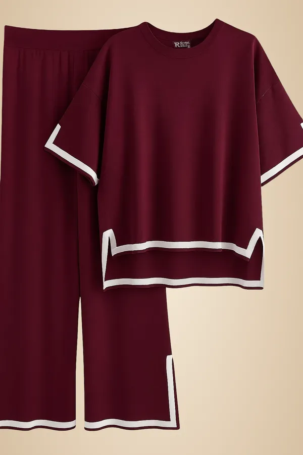 Wine_Polyester_Relaxed_Tunic_Long_Sleeve_Top_For_Women