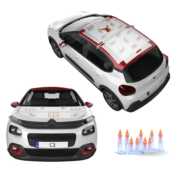 CITROEN_C3_Orange_Car_Protection_Spikes_|_Smart,_Safe_&_Humane_way_to_Deter_Animals_|_Roof_&_Bonnet_Protection_from_Dogs_&_Monkeys_|_Magnetic_Holding_&_Box_Closure_|_Anti-Theft_&_Scratch_Protection_|_Foldable_In-Built_Plastic_Box