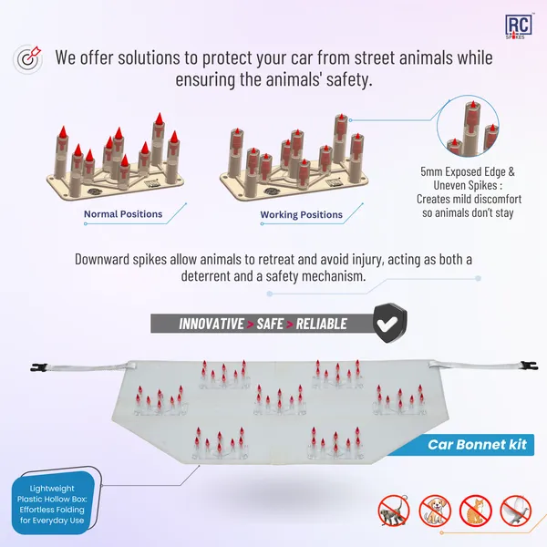 MARUTI_IGNIS_Red_Car_Protection_Spikes_|_Smart,_Safe_&_Humane_way_to_Deter_Animals_|_Roof_&_Bonnet_Protection_from_Dogs_&_Monkeys_|_Magnetic_Holding_&_Box_Closure_|_Anti-Theft_&_Scratch_Protection_|_Foldable_In-Built_Plastic_Box