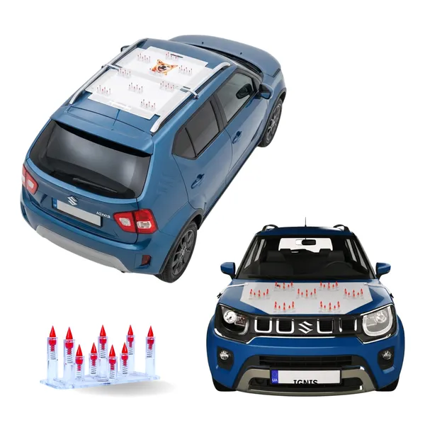 MARUTI_IGNIS_Red_Car_Protection_Spikes_|_Smart,_Safe_&_Humane_way_to_Deter_Animals_|_Roof_&_Bonnet_Protection_from_Dogs_&_Monkeys_|_Magnetic_Holding_&_Box_Closure_|_Anti-Theft_&_Scratch_Protection_|_Foldable_In-Built_Plastic_Box