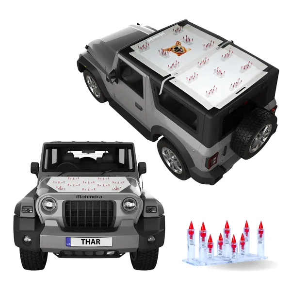 MAHINDRA_THAR_Red_Car_Protection_Spikes_|_Smart,_Safe_&_Humane_way_to_Deter_Animals_|_Roof_&_Bonnet_Protection_from_Dogs_&_Monkeys_|_Magnetic_Holding_&_Box_Closure_|_Anti-Theft_&_Scratch_Protection_|_Foldable_In-Built_Plastic_Box