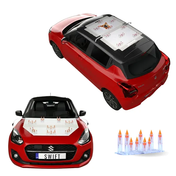 MARUTI_SWIFT_Orange_Car_Protection_Spikes_|_Smart,_Safe_&_Humane_way_to_Deter_Animals_|_Roof_&_Bonnet_Protection_from_Dogs_&_Monkeys_|_Magnetic_Holding_&_Box_Closure_|_Anti-Theft_&_Scratch_Protection_|_Foldable_In-Built_Plastic_Box