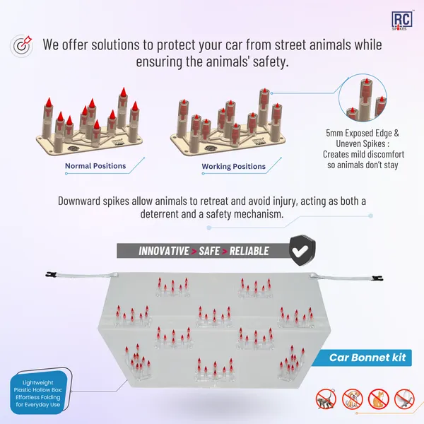 HONDA_CIVIC_Red_Car_Protection_Spikes_|_Smart,_Safe_&_Humane_way_to_Deter_Animals_|_Roof_&_Bonnet_Protection_from_Dogs_&_Monkeys_|_Magnetic_Holding_&_Box_Closure_|_Anti-Theft_&_Scratch_Protection_|_Foldable_In-Built_Plastic_Box
