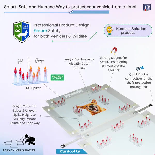 HONDA_ELEVATE_Red_Car_Protection_Spikes_|_Smart,_Safe_&_Humane_way_to_Deter_Animals_|_Roof_&_Bonnet_Protection_from_Dogs_&_Monkeys_|_Magnetic_Holding_&_Box_Closure_|_Anti-Theft_&_Scratch_Protection_|_Foldable_In-Built_Plastic_Box