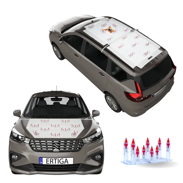 MARUTI_ERTIGA_Red_Car_Protection_Spikes_|_Smart,_Safe_&_Humane_way_to_Deter_Animals_|_Roof_&_Bonnet_Protection_from_Dogs_&_Monkeys_|_Magnetic_Holding_&_Box_Closure_|_Anti-Theft_&_Scratch_Protection_|_Foldable_In-Built_Plastic_Box