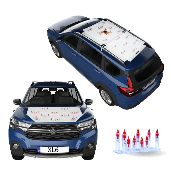 MARUTI_XL6_Red_Car_Protection_Spikes_|_Smart,_Safe_&_Humane_way_to_Deter_Animals_|_Roof_&_Bonnet_Protection_from_Dogs_&_Monkeys_|_Magnetic_Holding_&_Box_Closure_|_Anti-Theft_&_Scratch_Protection_|_Foldable_In-Built_Plastic_Box